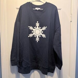 Men's Navy Crewneck Sweater with White Snowflake